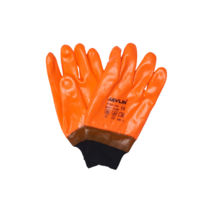 JAVLIN ORANGE FLOURECENT FOAM INSULATED PVC FREEZER GLOVE KNIT WRIST