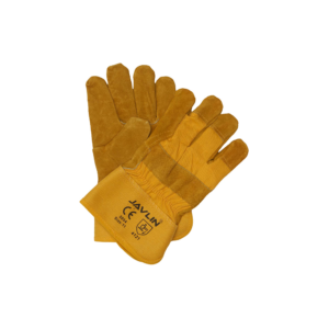 JAVLIN YELLOW LEATHER FREEZER GLOVE CANDY STRIPE BACK - WITH FULL SOCK LINING