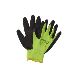 JAVLIN GREEN FLOURESCENT HI VIZ NYLON LINER WITH BLACK MICRO LATEX COATING
